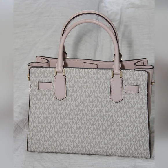 Michael Kors Pink and Cream Satchel with Gold-Tone Hardware